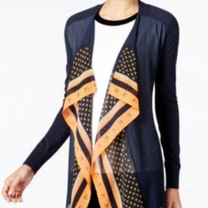 Michael Kors Open-Front Mixed-Print Cardigan